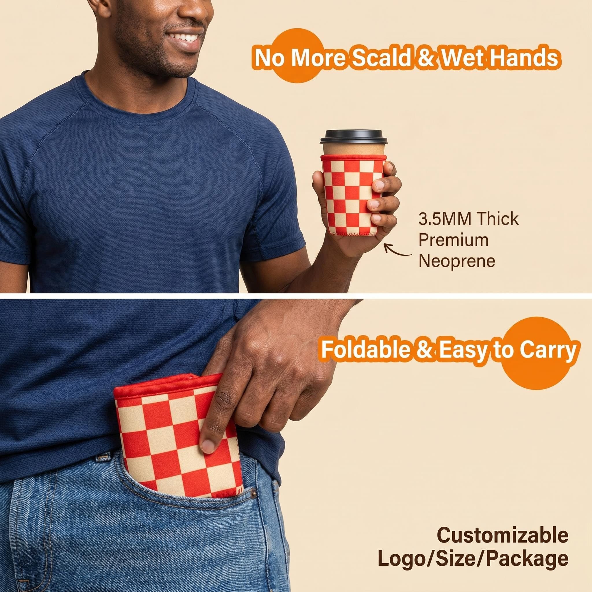 Coffee sleeve insulation, foldable construction and customization benefits