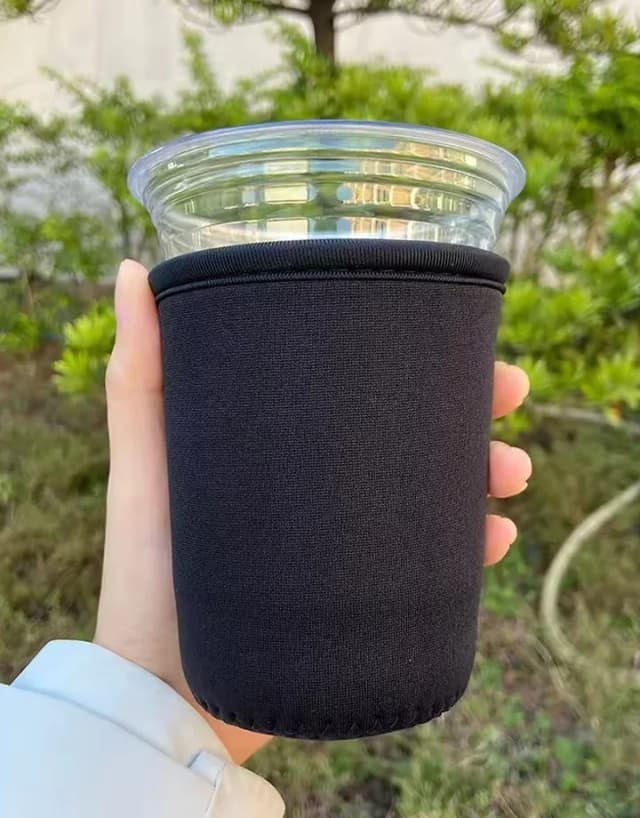 Black custom iced coffee sleeve sample