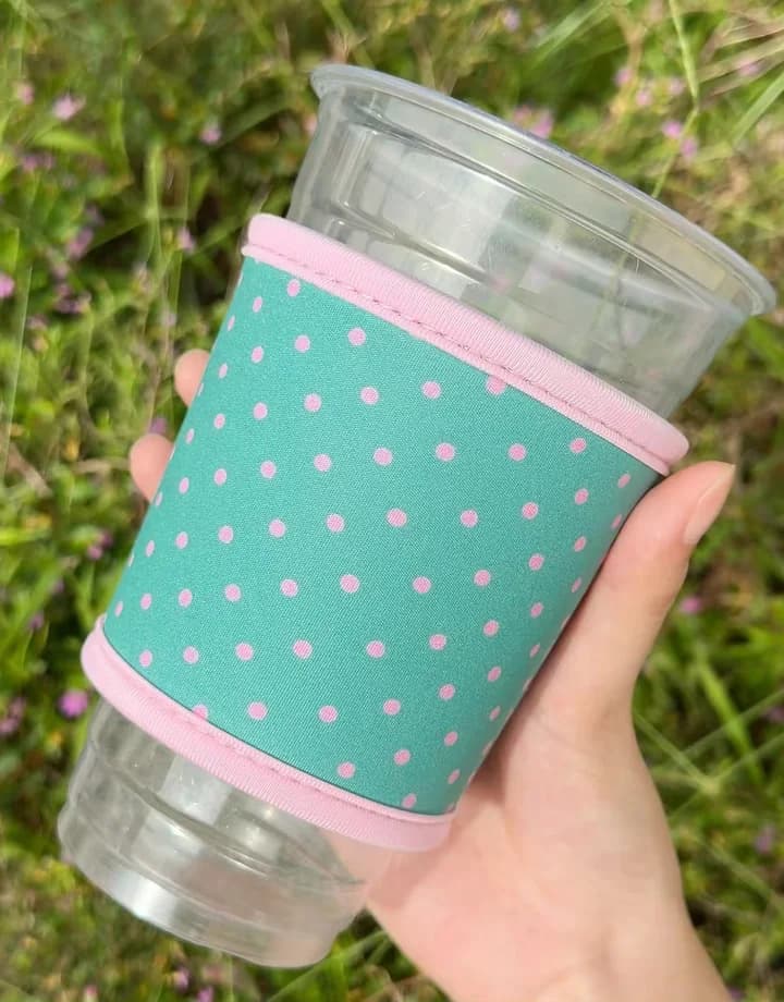 Teal custom iced coffee sleeve