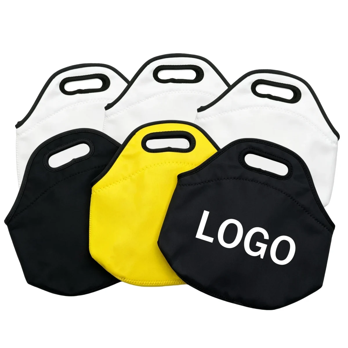 Plain and logo-print lunch bag design examples