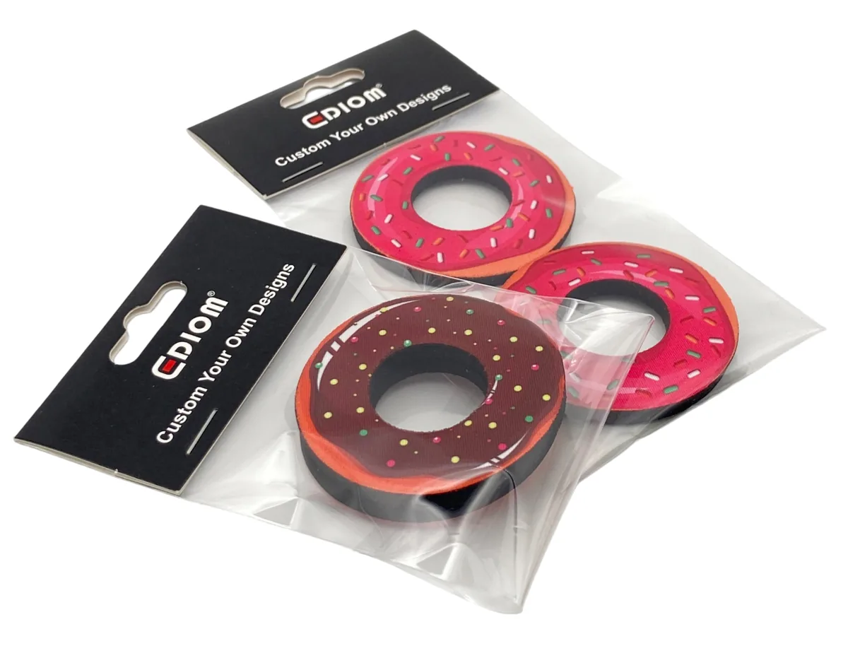 Pairs of printed grip rings in bags with header cards