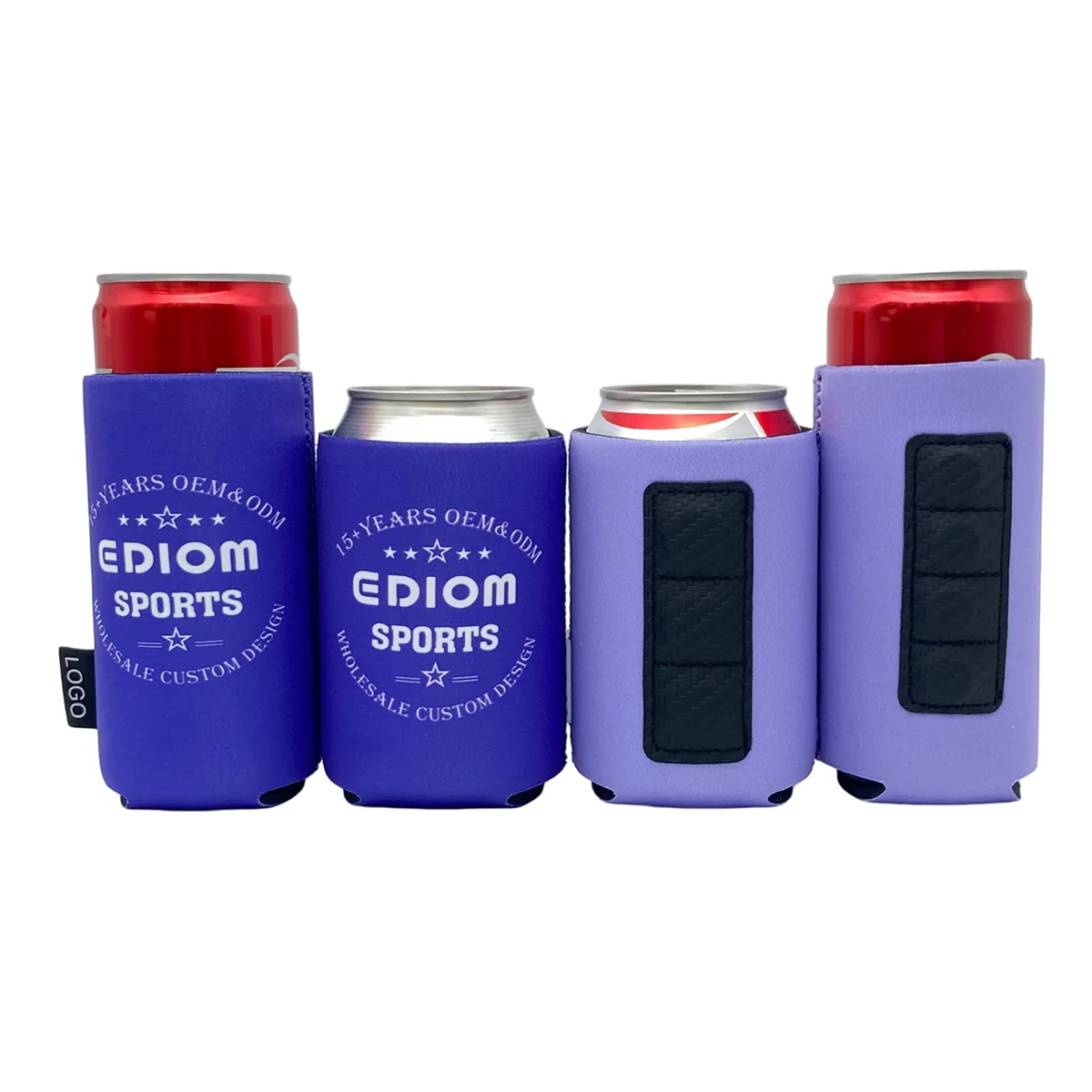 Blue and purple branded magnetic sleeve examples