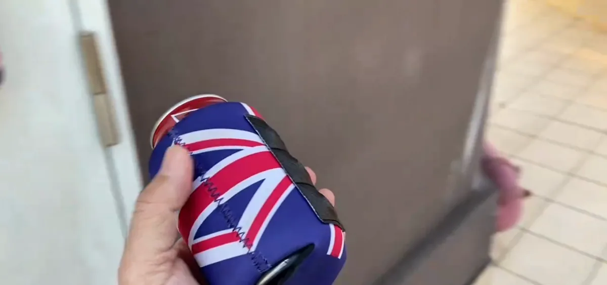 Actual video still showing the side seam and bottom cut-out