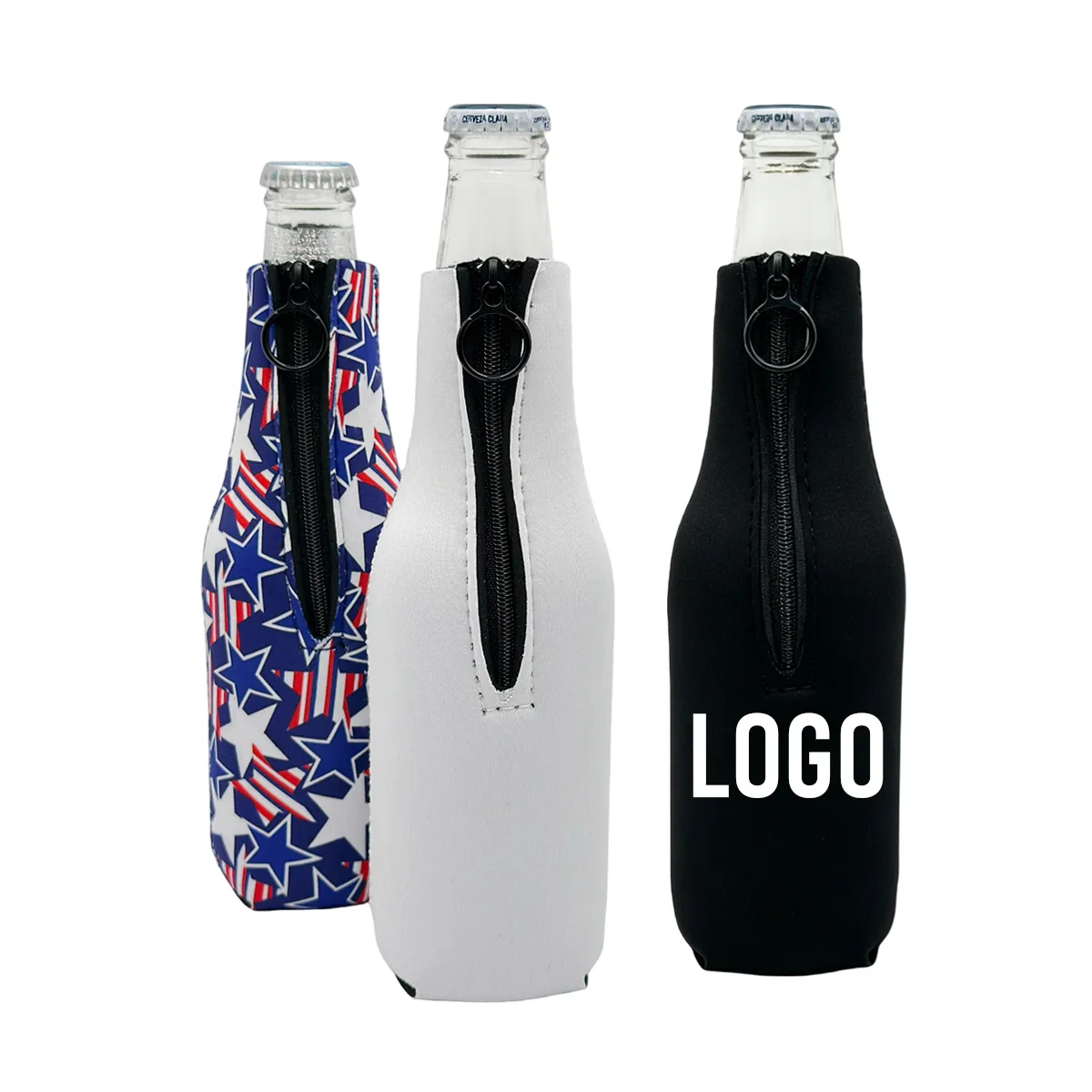 Star, white and black bottle sleeve branding examples