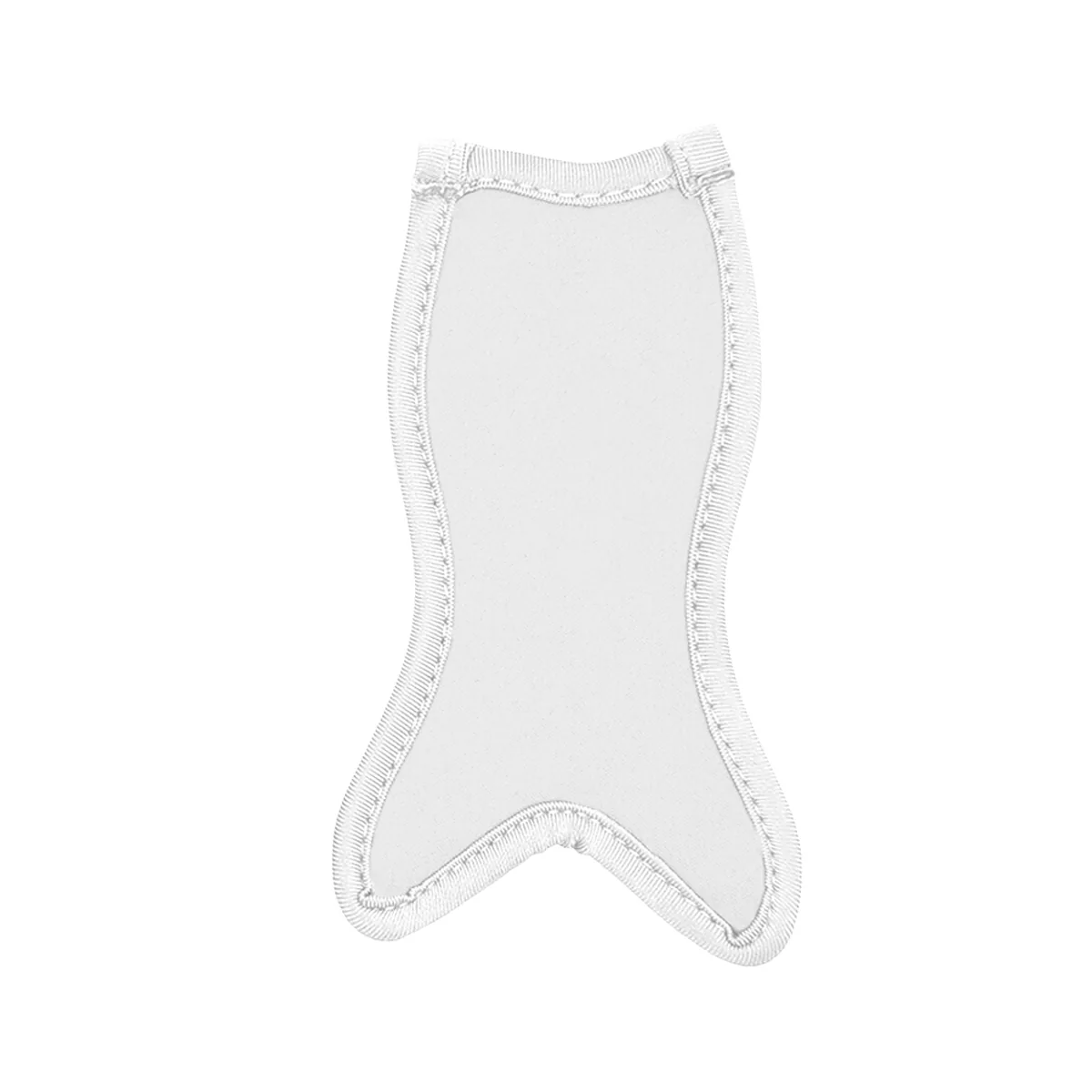 White fish-tail blank with visible perimeter stitching