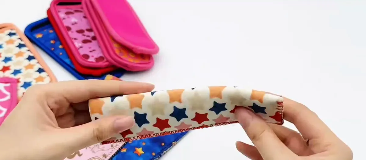 Actual video still showing the rectangle side seam and bound edge