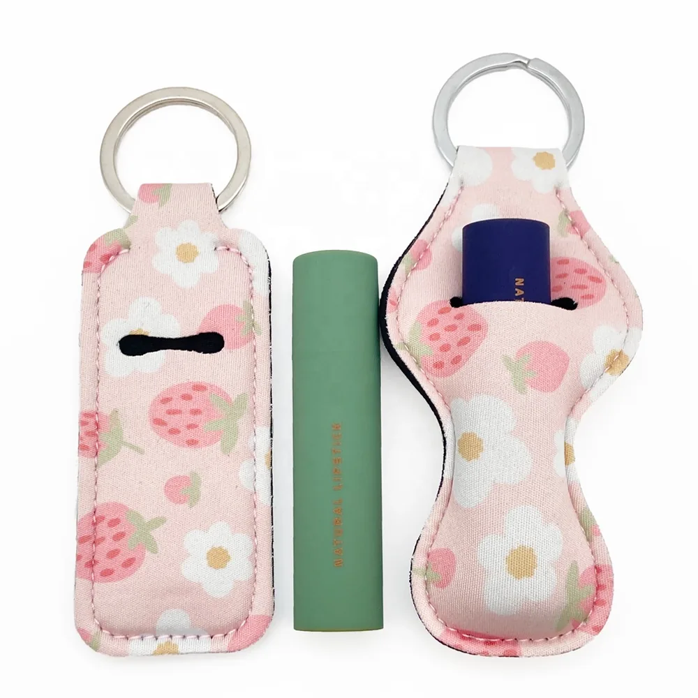 Pink rectangle and contoured holders with separate capped lip balm tubes
