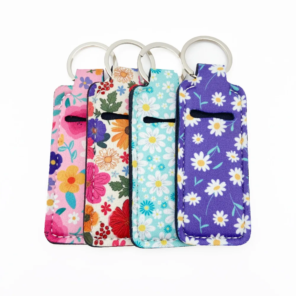 Four rectangle holders with floral fabric prints