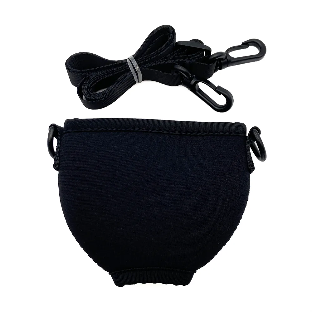 Unprinted black wine glass holder and detached strap